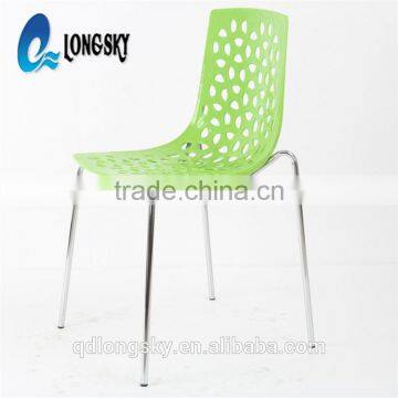 LS-4007 Wholesale New Designed Competitive Price Plastic Hollow Leisure Chair Stackable PP Plastic Chair Dining Chair photo-2