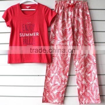 knitted and woven pajamas set with print