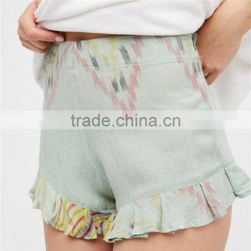 Summer Rayon High Rise Shimmering Cute Boho Ruffle Icing Shorts photo-4