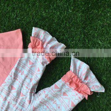 Baby Girls Boutique Clothing Girls Hello Deer Outifts Summer Clothes Short Sleeve Azect Ruffle Capri With Matching Hairbows photo-2