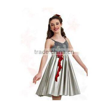 long sliver grey dress-evening dinner dance costumes-satin comfortable lady wear