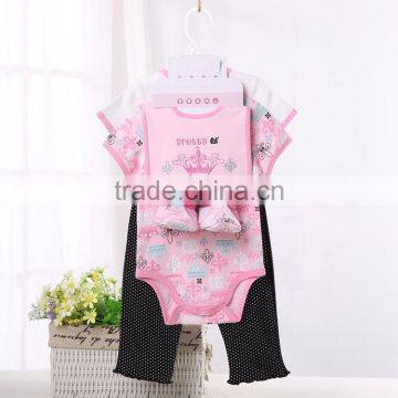 Wholesale western style short sleeve knitted baby gift set clothes