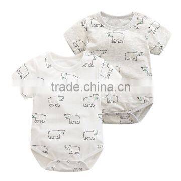 Newborn summer full animal printing cotton baby bodysuit