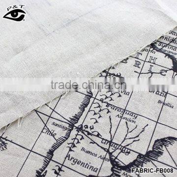 Map Pattern Fabrics Linen Cotton Fabrics for Household Decorations photo-4