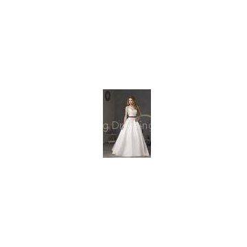 Handmade Ball Gown Satin Spaghetti Straps Simple Modest Wedding Dresses with Sleeves