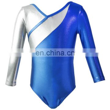 NT16087 long sleeve solid patchwork Gymnastic Leotard for girl and women