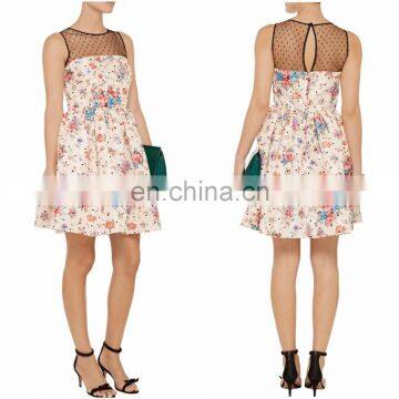 Summer Women's fashion Sexy Floral-print taffeta mini dress 2016