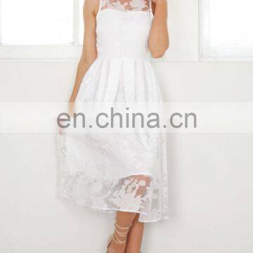 Mad Trendy Style Sexy Sleeveless White Lace Trim Tea Party Dresses Women