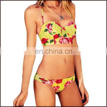 whole sale Yellow flower summer bikini women bikini