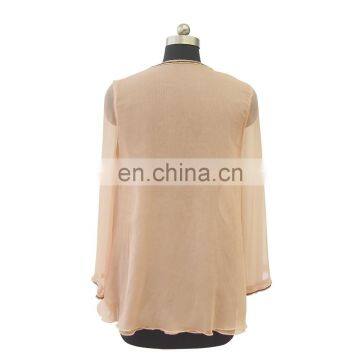 2016 Latest Fashion Design Women Long Sleeve Round Neck Beaded Chiffon Blouse photo-6