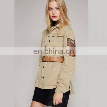 OEM Retro Army Style Cotton Shirt Jacket for Women photo-5