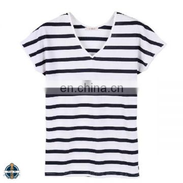 T-WT508 Black and White Summer 2016 Striped Woman T-Shirt