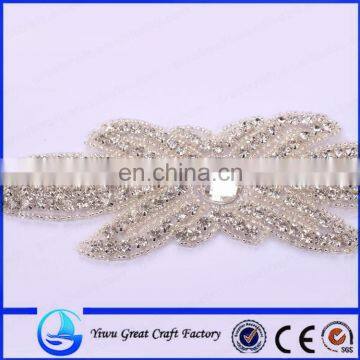 Exquisite Handmade Crystal Rhinestone Pearl Beading Wedding Gown Accessories Czech Stones Belts a Formal Wedding photo-2