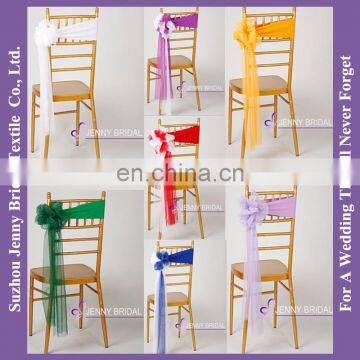 SH091AA organza ribbon stretch band organza chair sash with stretch fabric band