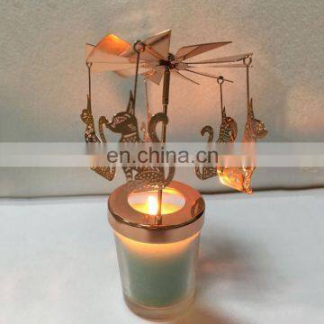 Wholesale Personalized Etching Plating Custom Shape Metal Cat Rose Gold Candle Holder