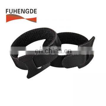 Black Nylon double side Hook and Loop Cable Tie with printed logo