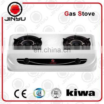 JY-637 gas cooker cold rolled sheet cookertop with shining white surface 2 burner