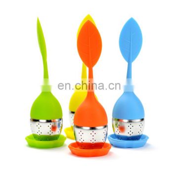 Wholesale Silicone & Stainless Steel Leaf Shape Tea Infuser / Tea Ball