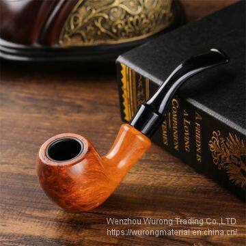 150mm Length Wooden Resin Short Tobacco Pipe With Yelllow Solid Wood Bending Head for Smoking photo-3