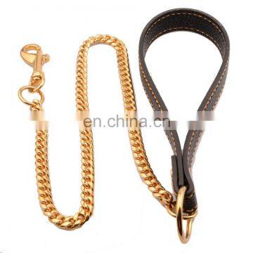 10mm stainless steel Cuban chain dog leash for outdoor training