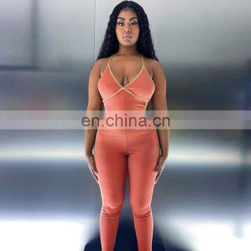2020 New Styles Women Fashion V-Neck Yoga Jumpsuit Ladies Sexy Sportswear Playsuit Women Clothing photo-3