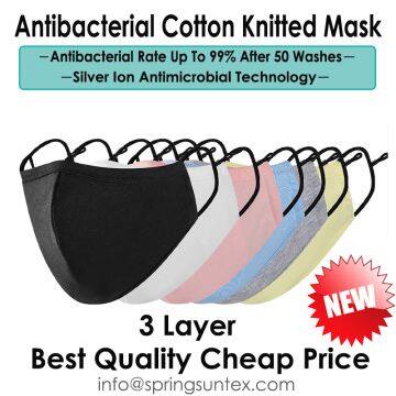 Reusable Washable Silvadure Antibacterial Cotton Knitted Fashion Sports Mask