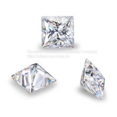 VS+ Princess Cut Moissanite White E/F Color Moissanite Faceted Princess Moissanite Loose Stone for Pendant/Ring