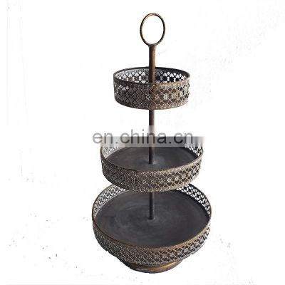 High Quality Elegant And Unique Cake Two Layers Black Cake Stand Home Decorative Metal Cake Stand