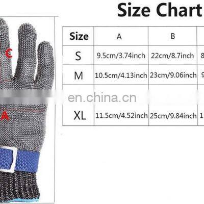 In Stock Stainless Steel Gloves Cut Resistant Steel Wire Mesh Working Knuckle Butcher Gloves