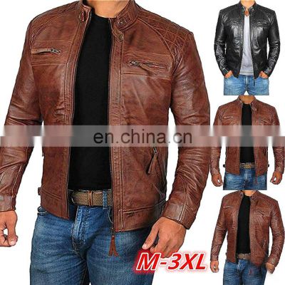 Men's Leather Jacket For Biker Distressed Genuine Lambskin Top Quality Material - Wholesale Price