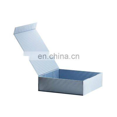 Fancy Design Custom Printing Blue Luxury Wedding Favors Flip Box for Gift Glitter Folding Packaging Box With Magnetic Ribbon photo-5