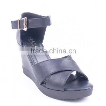 Newly Latest Ladies Cheap Fancy Wedge Slippers Shoes and Sandals With Golden Buckle photo-2