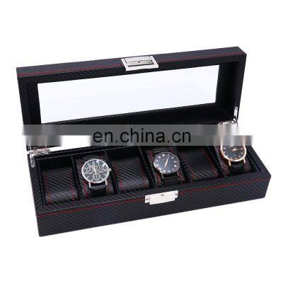 6 slots black watch box watch storage box display watch organizer box