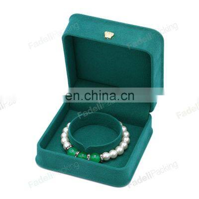 Factory Wholesale Dark Green Custom Jewellery Box Luxury Bangle Box Velvet