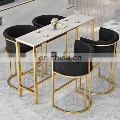 High chair Front desk bar stool bar table and chair combination milk tea shop wall long table