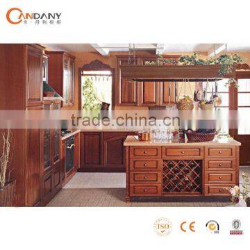 Natural wooden melamine board kitchen cabinets-solid wood kitchen cabinet