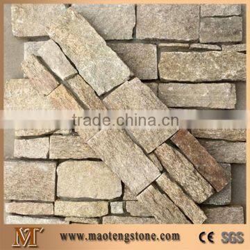 Sesame Yellow Slate Stone Wall Cladding with Cement Back,Sesame Yellow Slate Ledge Stone Veneer