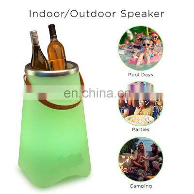 LED Light Up Beer Cooler Ice Bucket With Speaker Rechargeable Portable Plastic Lantern Cube Music Speaker With Led Lighting