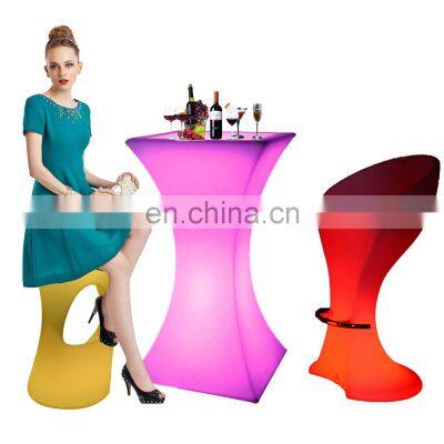 led chairs and tables /Rechargeable plastic LED outdoor furniture light up color changing illuminated Bar Tables and Chairs