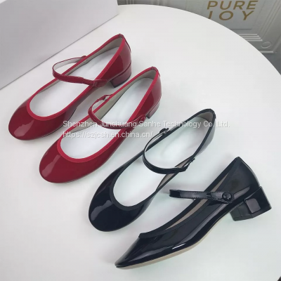 Lovely Round Toe 3.5cm Thick Heels Women's Ballet Casual Shoes With Ankle Strap