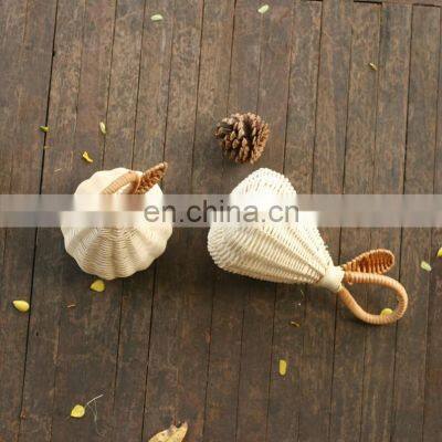 Best Seller Wicker Rattan Pear Rattle, Color As Requested Wicker Vintage Bell, Christmas Trees Decor photo-2
