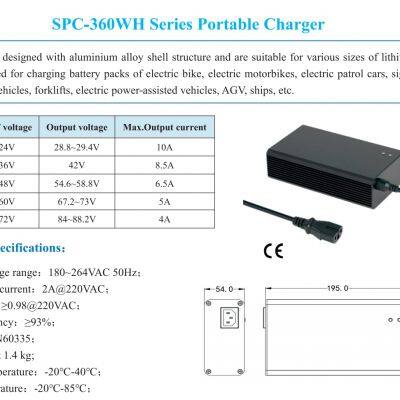 360W 24V 36V 48V 60V 72V 10A Smart Lead Acid Lithium Battery Charger for E-bicycle E-motorbike E-mopeds photo-2