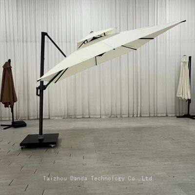 Factory Price Outdoor 3*3m Double Roof Waterproof Umbrella With Side Stand