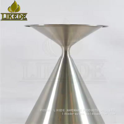 Integrated Tulip Conical Table Base Metal Brushed #304 Stainless Steel Trumpet Style Furniture Legs photo-2