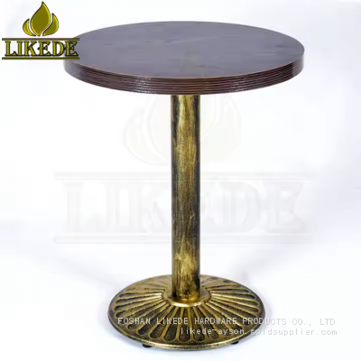 24-Inch Round Bronze Base Cast Iron Bistro Table With Wrought Iron Bar Top for Restaurant Use photo-2