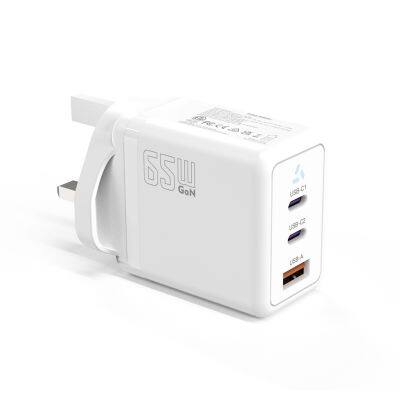 QC3.0 65W GaN USB C Сверхбыстрый зарядчик с UKCA, адаптер питания для мобильных телефонов с 3 портами PD для Iphone, Macbook, Samsung