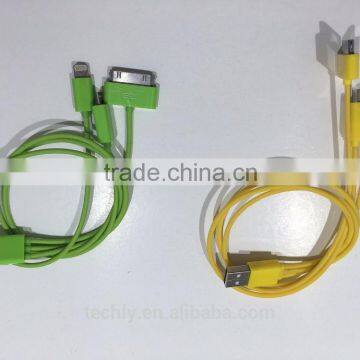 New Color Blister pack for Green color 3 In 1 USB charger cable for iphone and for Samsung use of cable