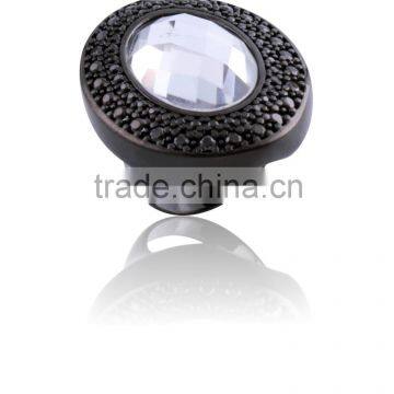 Black Plated Fashion Ring with natural stone