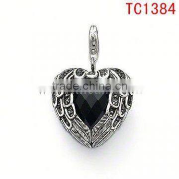 TC1384 2013 floating black tangentia pearl heart love shape design popular pendant&charm