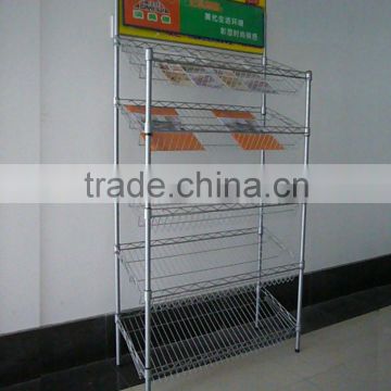 silvery/chrome magazine shelf/rack/wire mesh display shelf/metal rack/metal shelf/wire mesh shelf